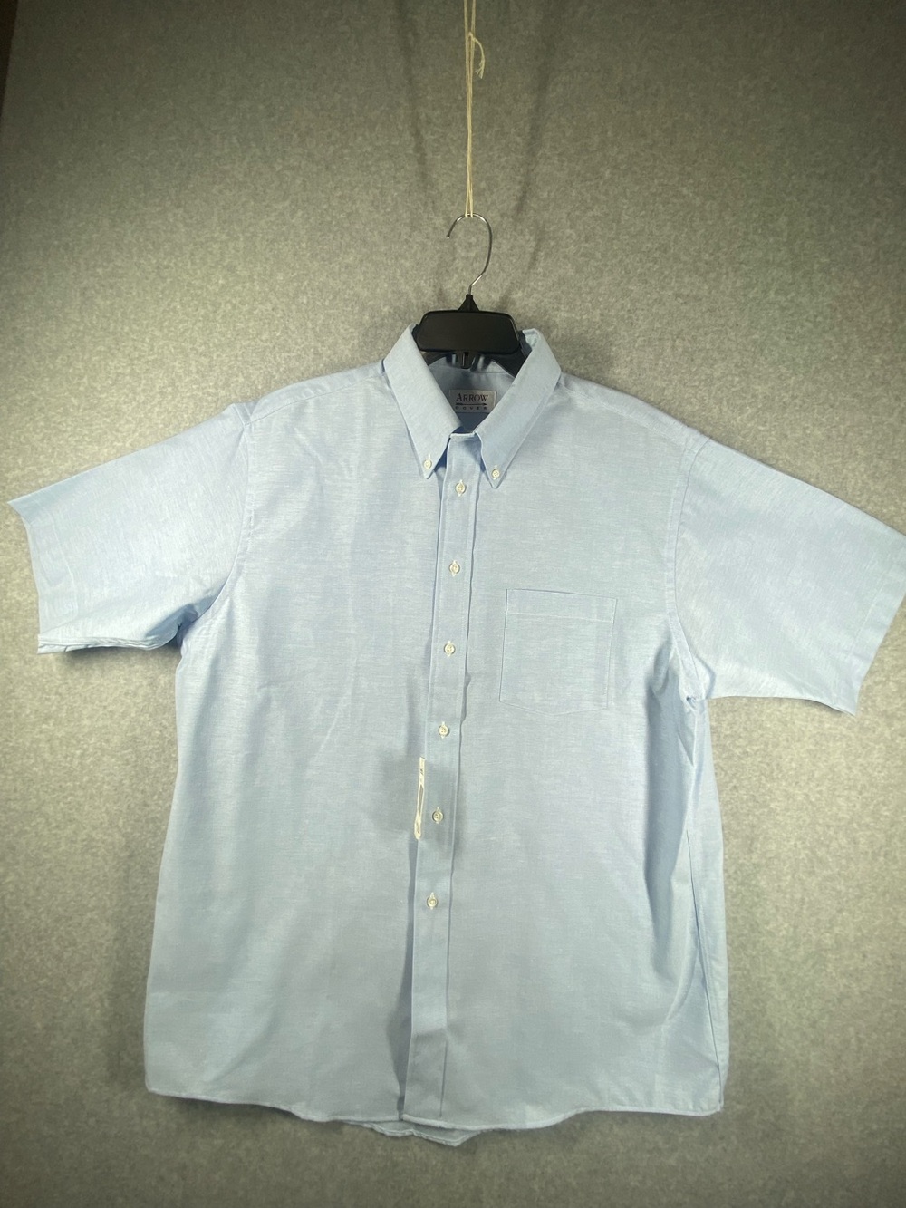 Arrow Dover men’s shirt 17 1/2  Light Blue Short-Sleeve Button-Down casual NWT
